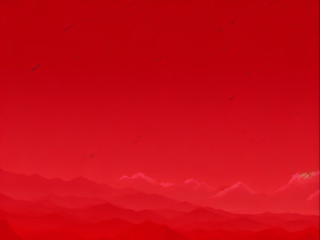 Fiery Sunset Sky with Vibrant Red Background Nature Dramatic Beauty, Generative Aiの素材