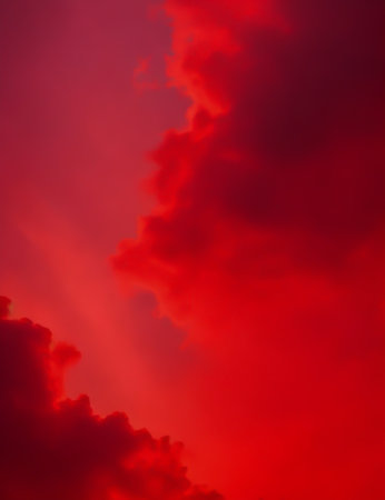 Fiery Sunset Sky with Vibrant Red Background Nature Dramatic Beauty, Generative Aiの素材