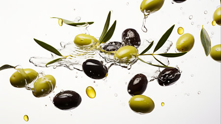 Fresh Olives and Olive Oil for Healthy Cooking, Generative Aiの素材