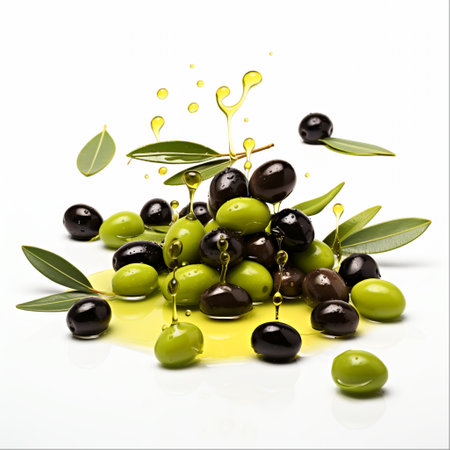 Fresh Olives and Olive Oil for Healthy Cooking, Generative Aiの素材