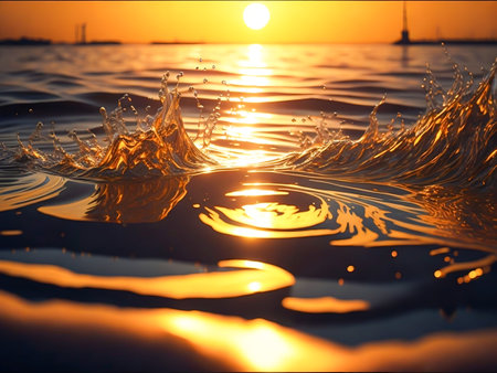 Vibrant Water Splash Liquid Art in Nature Oasis ,Generative Aiの素材