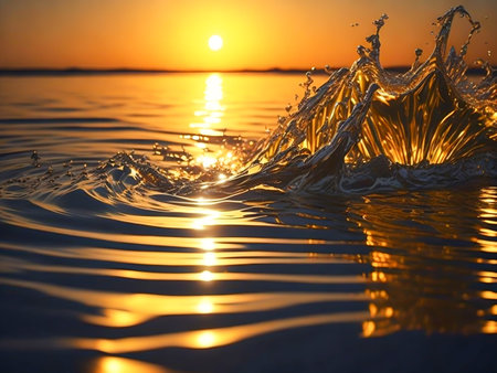 Vibrant Water Splash Liquid Art in Nature Oasis ,Generative Aiの素材