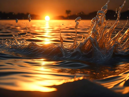 Vibrant Water Splash Liquid Art in Nature Oasis ,Generative Aiの素材