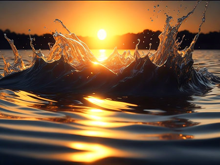 Vibrant Water Splash Liquid Art in Nature Oasis ,Generative Aiの素材