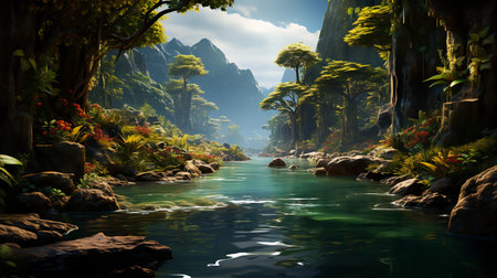 The simple scenery is magically beautiful in the background, Generative Aiの素材