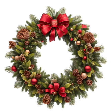 Festive Christmas Decorations Snowman, Tree, Bell, and Wreath, Generative Aiの素材