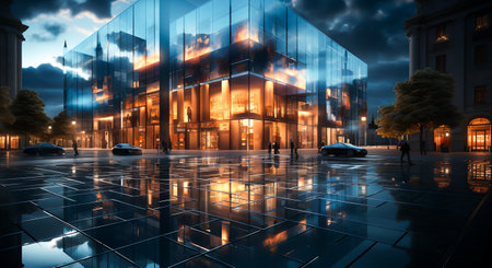 Modern Commercial Bank in the Heart of the Financial District, Generative Aiの素材
