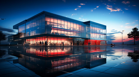 Modern Commercial Bank in the Heart of the Financial District, Generative Aiの素材