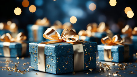 Celebrating Special Moments Blue Gift Boxes Packed with Joy for Unforgettable Occasions, Generative Aiの素材