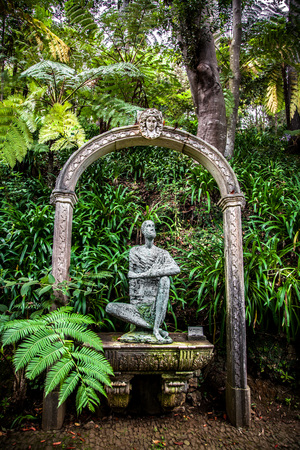 Sculpture at Monte Palace Tropical Gardens, Funchal, Madeira, Portugalのeditorial素材