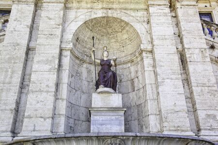 Statue of the goddess Rome, Piazza del Campidoglio, Rome, Lazio, Italyの写真素材