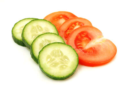 Tomato and cucumber garnishの写真素材