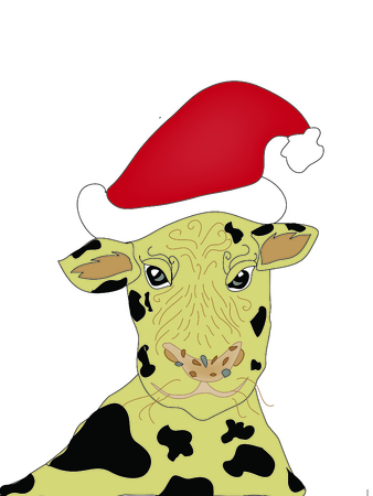 Christmas Cow Illustrationのイラスト素材
