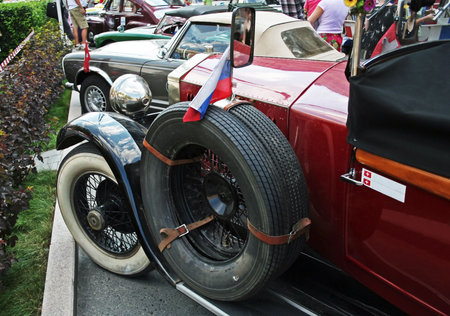 Row of retro cars.