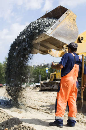 Worker and road loader.の写真素材