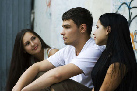 Friends against depression.の写真素材