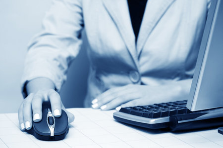 Desktop and wireless computer mouse.の写真素材