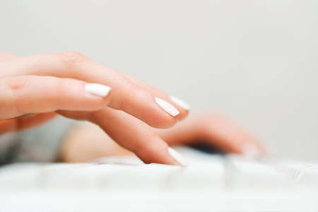 Female hands typing.の写真素材