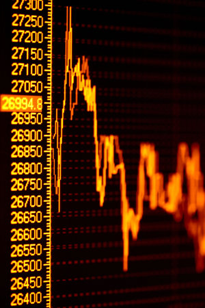 Stock market index on the lcd screen.