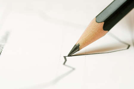 Pencil and monitoring of stock index dynamics.の写真素材