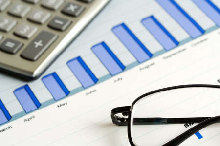 Financial balance and stock market reports.の写真素材