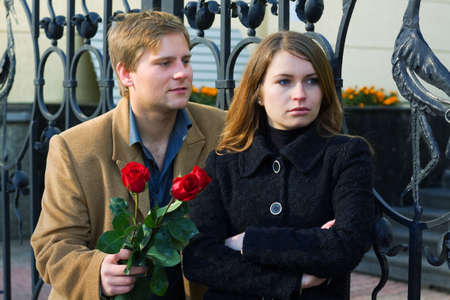 Young couple having some problems on the date.の写真素材