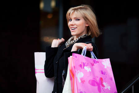 Young woman with shopping bags.の写真素材