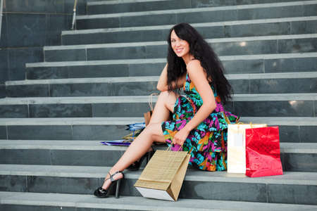 Tired shopper.の写真素材