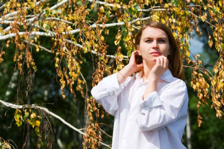 Young woman walking on nature.の写真素材