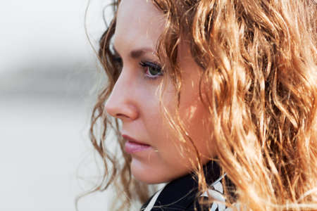 Sad beautiful woman.の写真素材