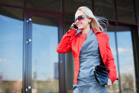 Young businesswoman on the phoneの写真素材