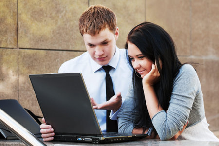 Young couple with laptop