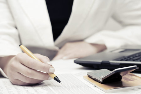 Business woman working financial accounting