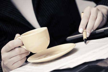 Business woman working financial accountingの写真素材