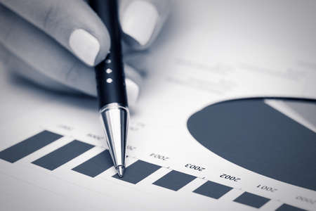 Stock market graphs and charts analysisの写真素材