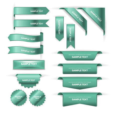 Set of bookmark labels, banners, ribbons, buttons, stickers and indicators placed at the edge of a pageのイラスト素材