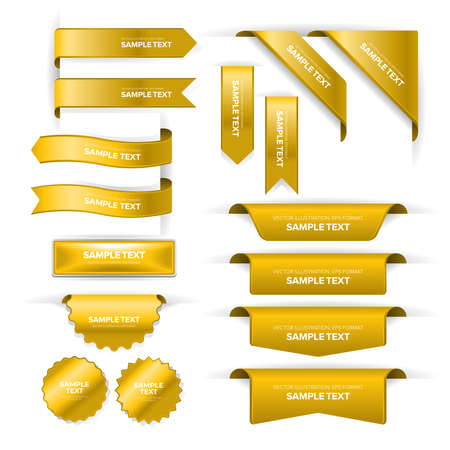 Set of bookmark labels, banners, ribbons, buttons, stickers and indicators placed at the edge of a pageのイラスト素材
