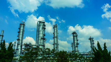 petrochemical industry plant with blue skyのeditorial素材