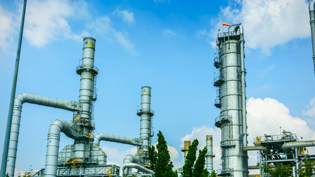 petrochemical industry plant with blue skyのeditorial素材