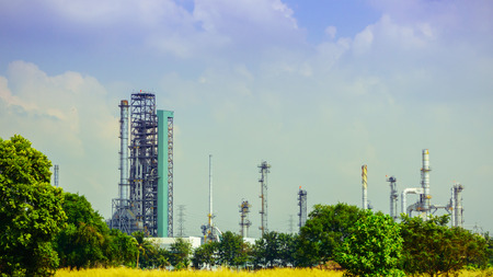 petrochemical industry plant with blue skyのeditorial素材