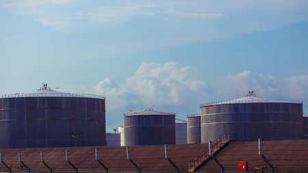 oil storage tanks in refinery plant with sky  backgroundのeditorial素材