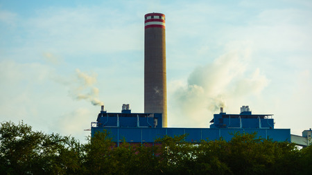 Coal power plant with cloud and sky backgroundのeditorial素材