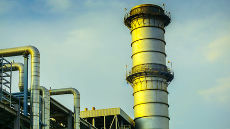 petrochemical industry plant with blue skyのeditorial素材