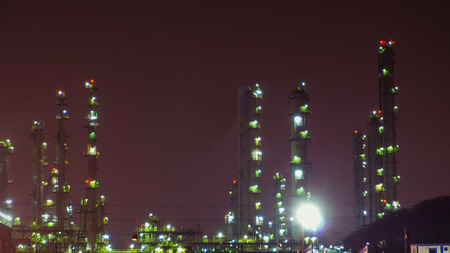 lighting in petrochemical plant on night timeのeditorial素材