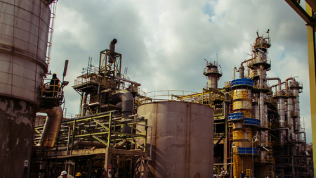 pipe and equipment  in process area of  chemical plantのeditorial素材