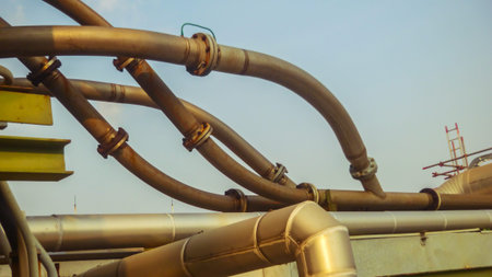 pipe rack in process area of chemical plantのeditorial素材