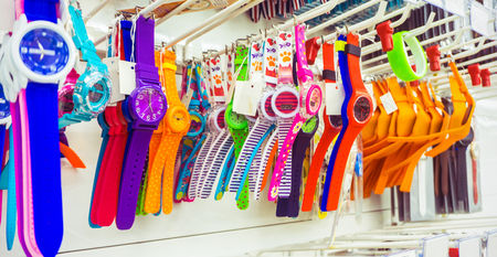 beautiful multi color farshion childen watch in shopの写真素材