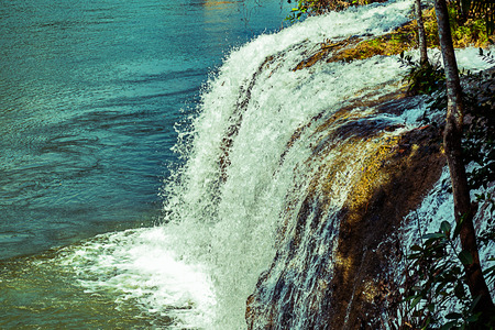 waterfall in topical forestの写真素材