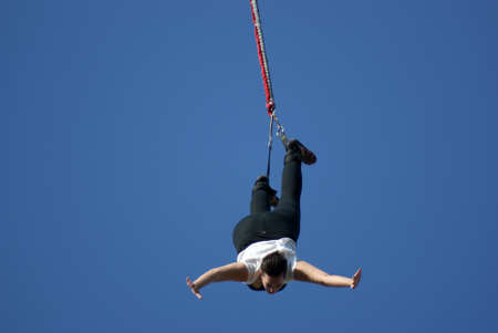The Bungee, woman in time of flight, the fall の写真素材