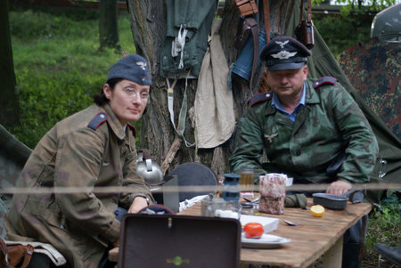 German soldiers near table 